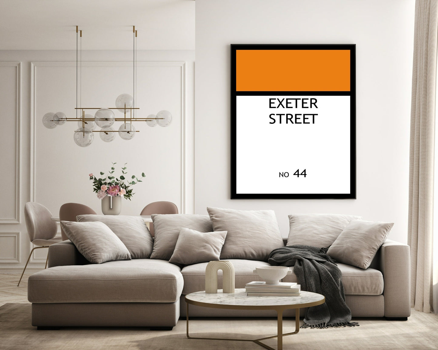 Personalised Monopoly Street Name And Number | Wall Art Board Game Prints | Various Colours Available