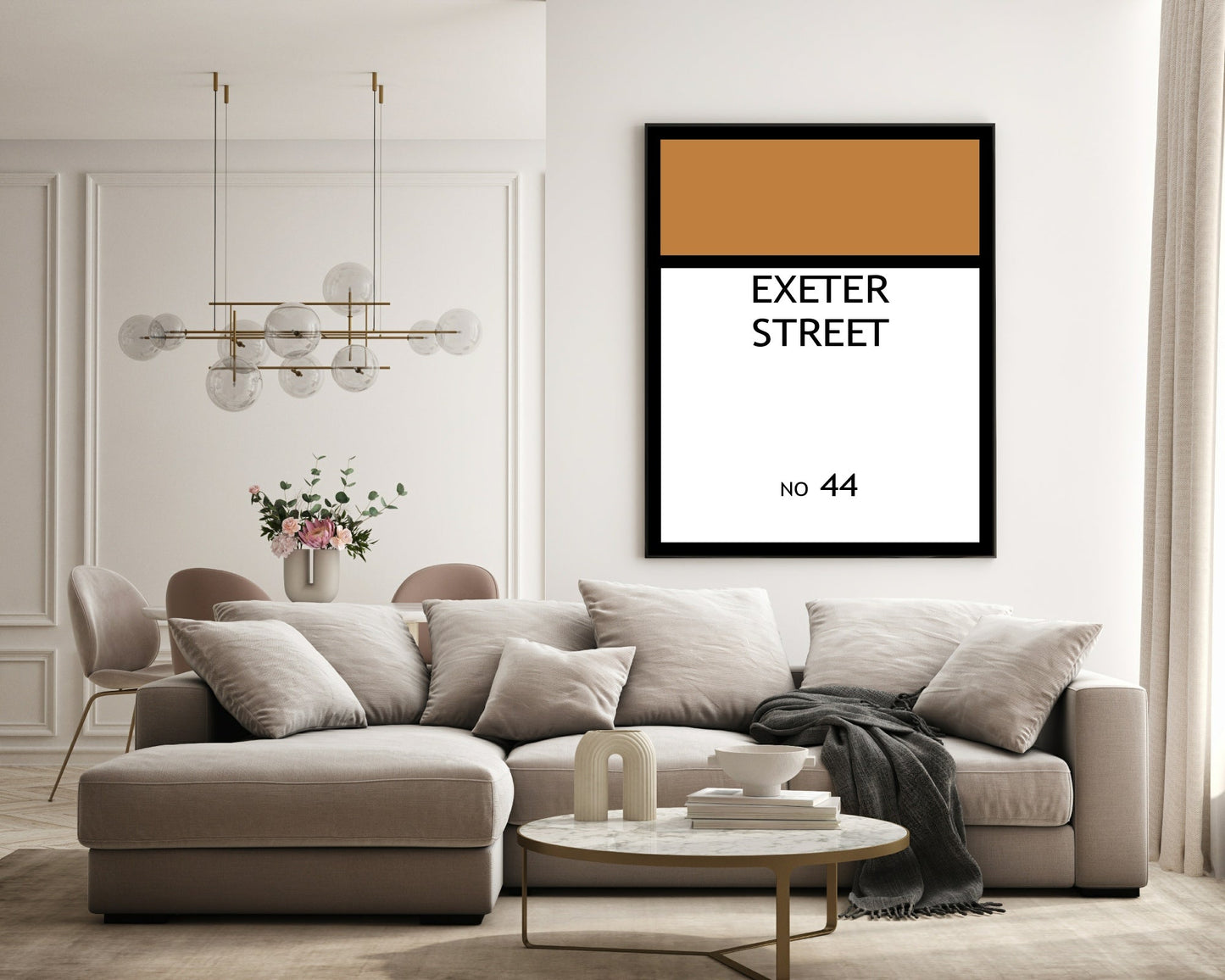 Personalised Monopoly Street Name And Number | Wall Art Board Game Prints | Various Colours Available