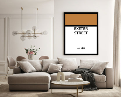 Personalised Monopoly Street Name And Number | Wall Art Board Game Prints | Various Colours Available