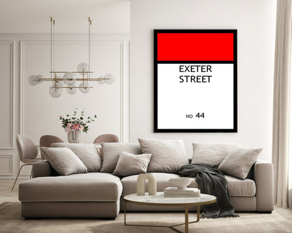 Personalised Monopoly Street Name And Number | Wall Art Board Game Prints | Various Colours Available