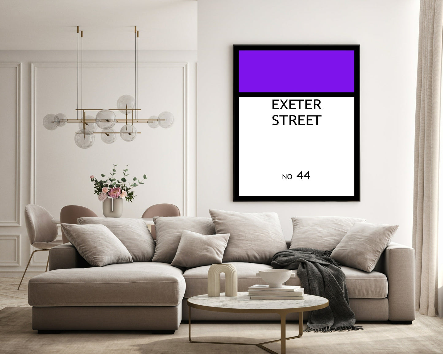 Personalised Monopoly Street Name And Number | Wall Art Board Game Prints | Various Colours Available