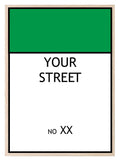 Personalised Monopoly Street Name And Number | Wall Art Board Game Prints | Various Colours Available - Larosier Prints