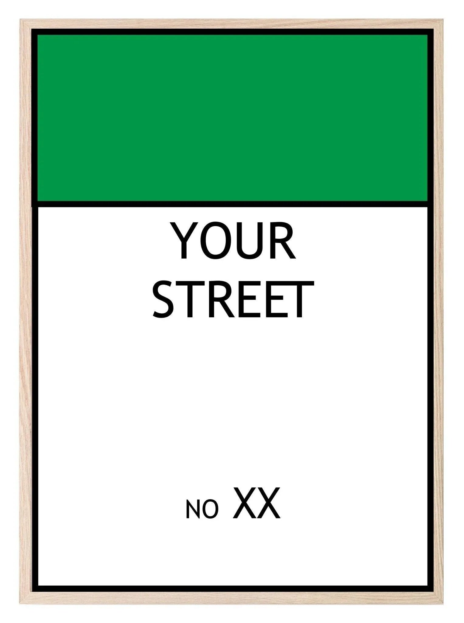 Personalised Monopoly Street Name And Number | Wall Art Board Game Prints | Various Colours Available - Larosier Prints