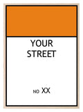 Personalised Monopoly Street Name And Number | Wall Art Board Game Prints | Various Colours Available - Larosier Prints