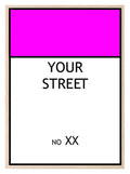 Personalised Monopoly Street Name And Number | Wall Art Board Game Prints | Various Colours Available - Larosier Prints