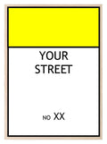 Personalised Monopoly Street Name And Number | Wall Art Board Game Prints | Various Colours Available - Larosier Prints