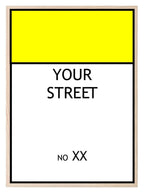 Personalised Monopoly Street Name And Number | Wall Art Board Game Prints | Various Colours Available - Larosier Prints