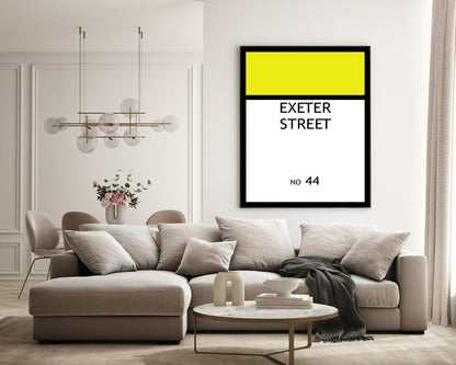 Personalised Monopoly Street Name And Number | Wall Art Board Game Prints | Various Colours Available