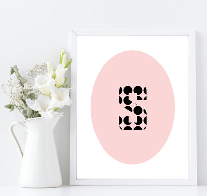 Personalised Oval & Polka Dot Initial Print | Nursery | Kids Wall Art