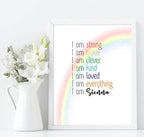 Personalised Rainbow I AM Positive Affirmations Print | Nursery | Kids Wall Art - Larosier Prints