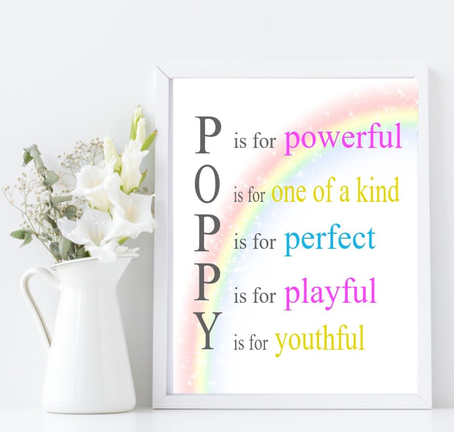 Personalised Rainbow Acrostic Name Poem Print | Nursery Wall Art