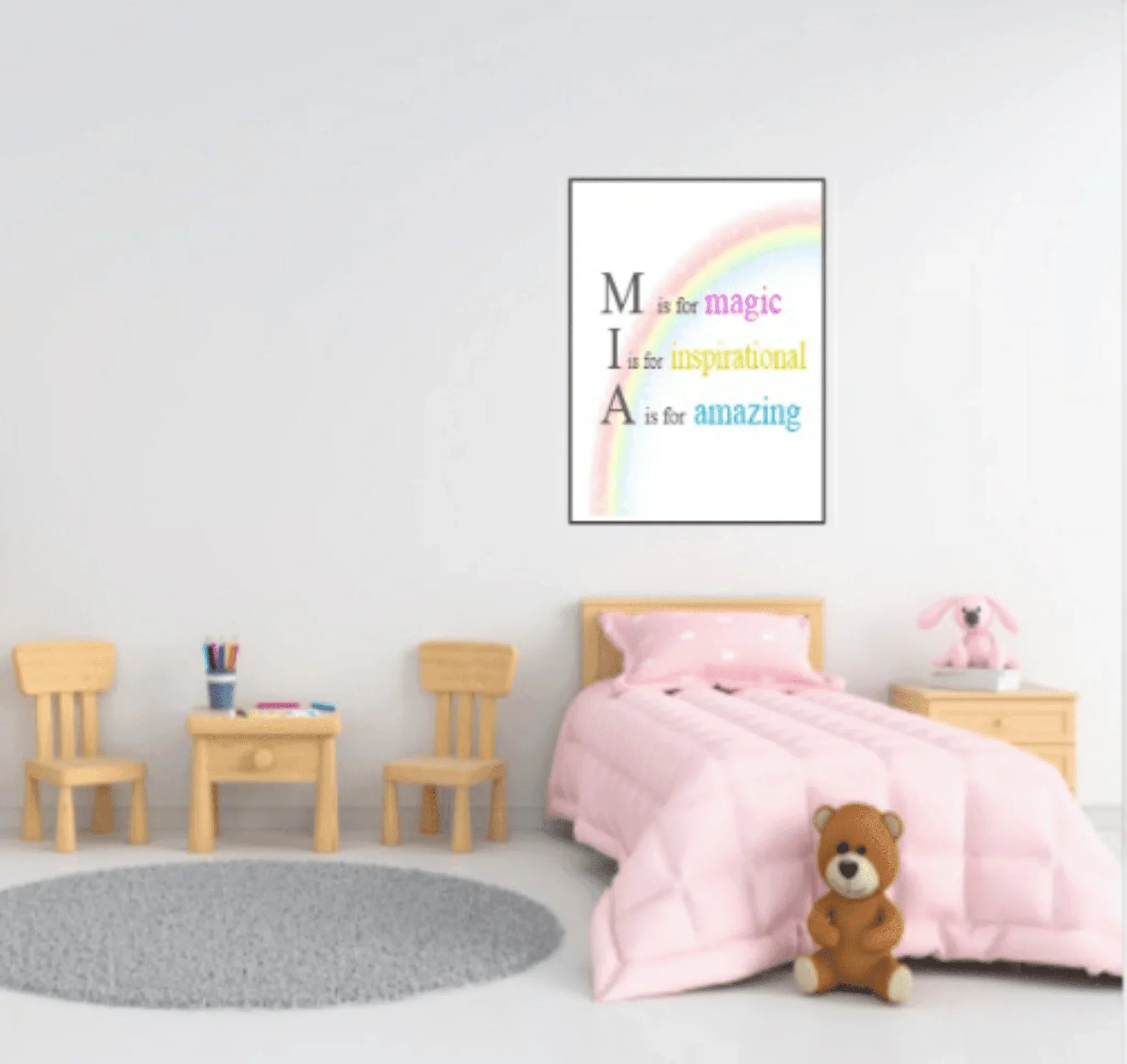 Personalised Rainbow Acrostic Name Poem Print | Nursery Wall Art - Larosier Prints
