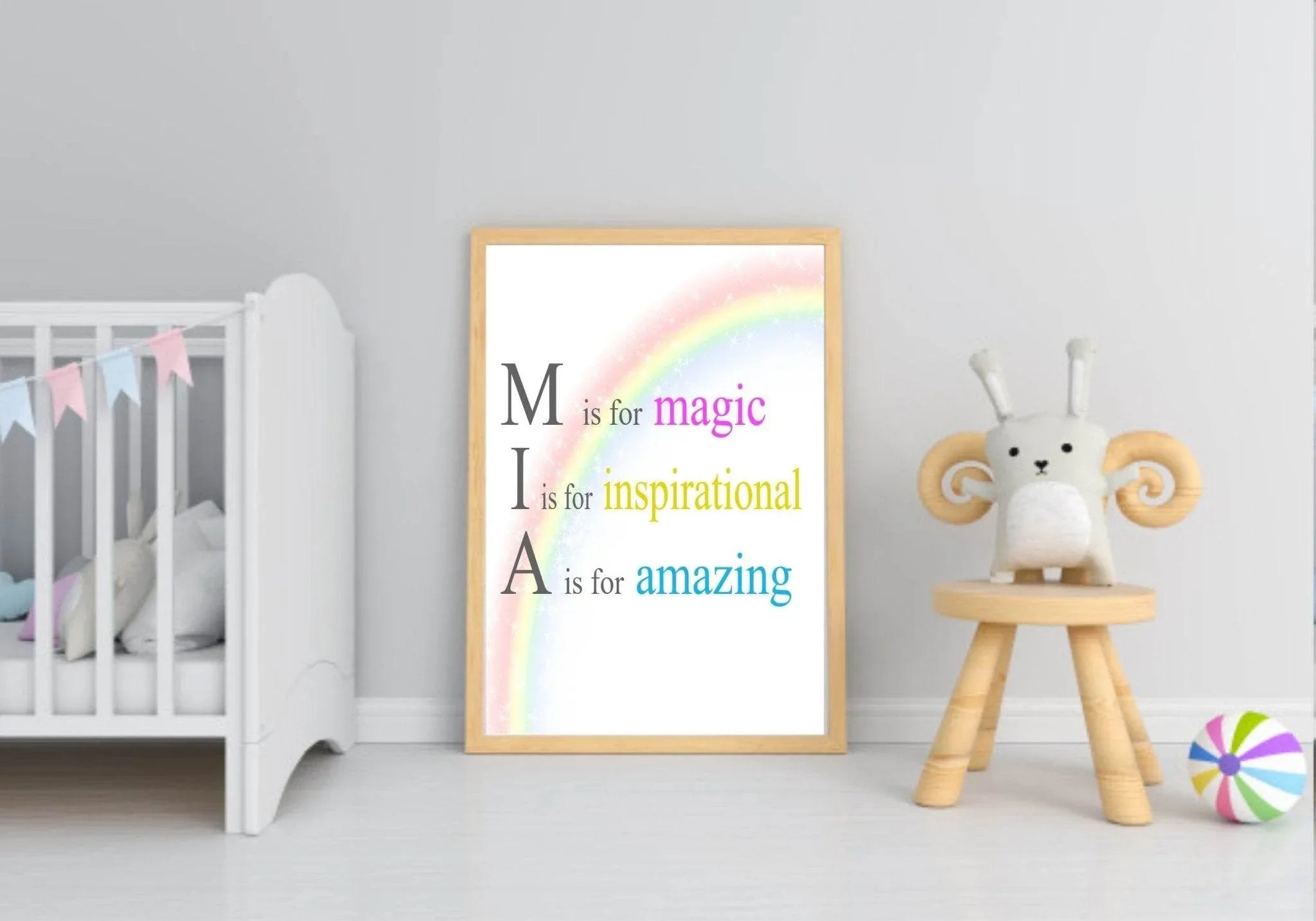 Personalised Rainbow Acrostic Name Poem Print | Nursery Wall Art - Larosier Prints