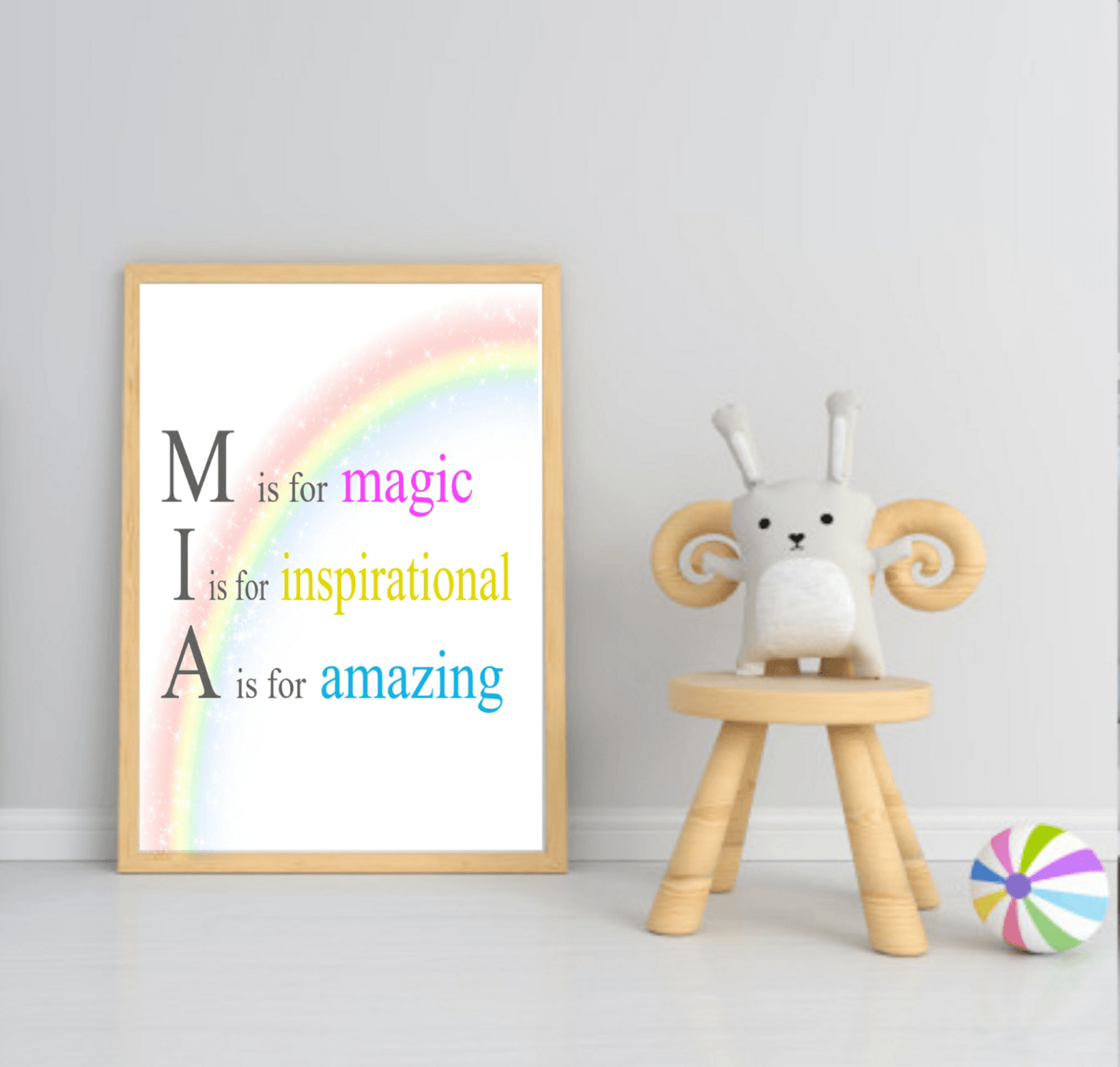 Personalised Rainbow Acrostic Name Poem Print | Nursery Wall Art