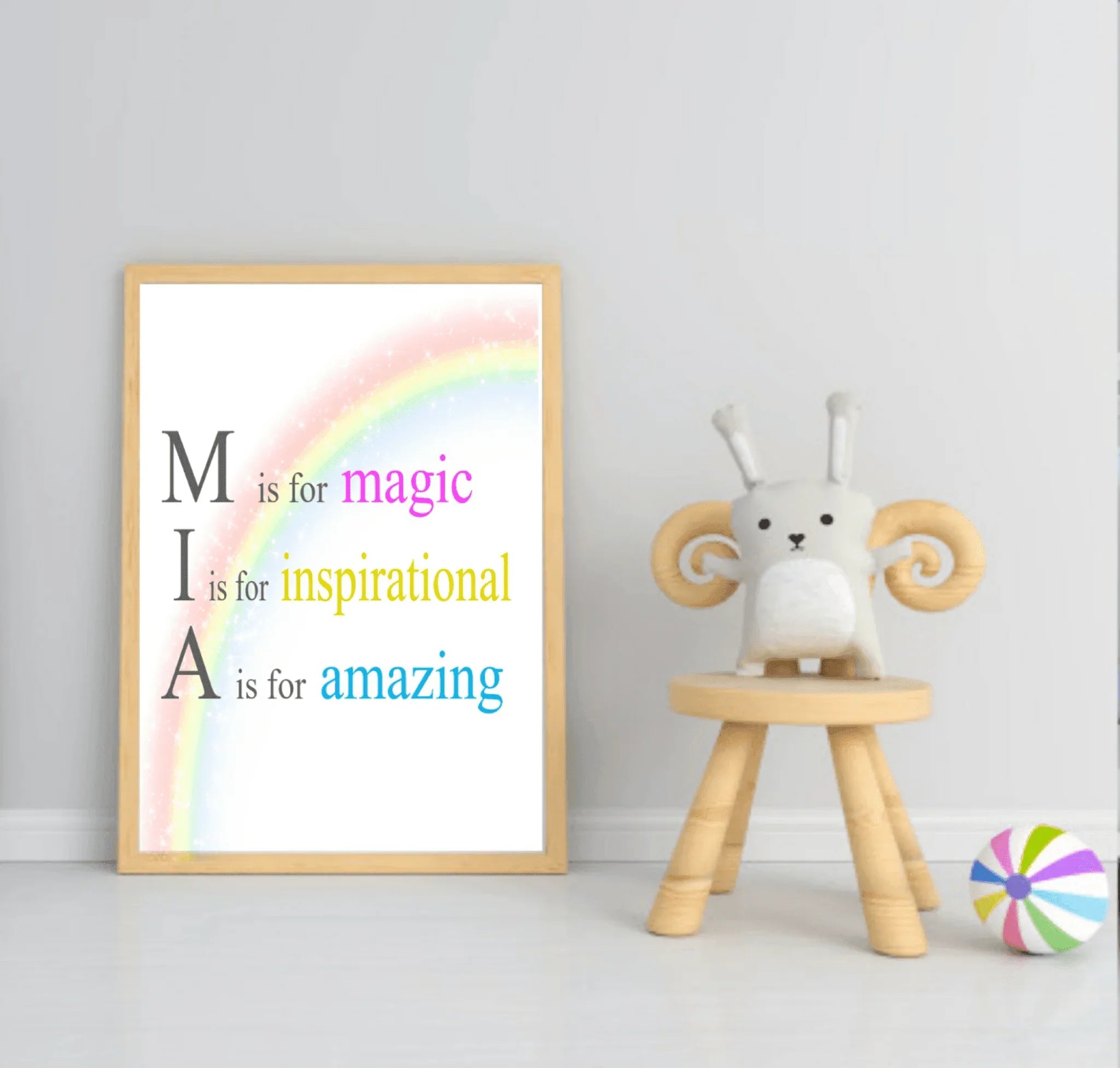 Personalised Rainbow Acrostic Name Poem Print | Nursery Wall Art - Larosier Prints