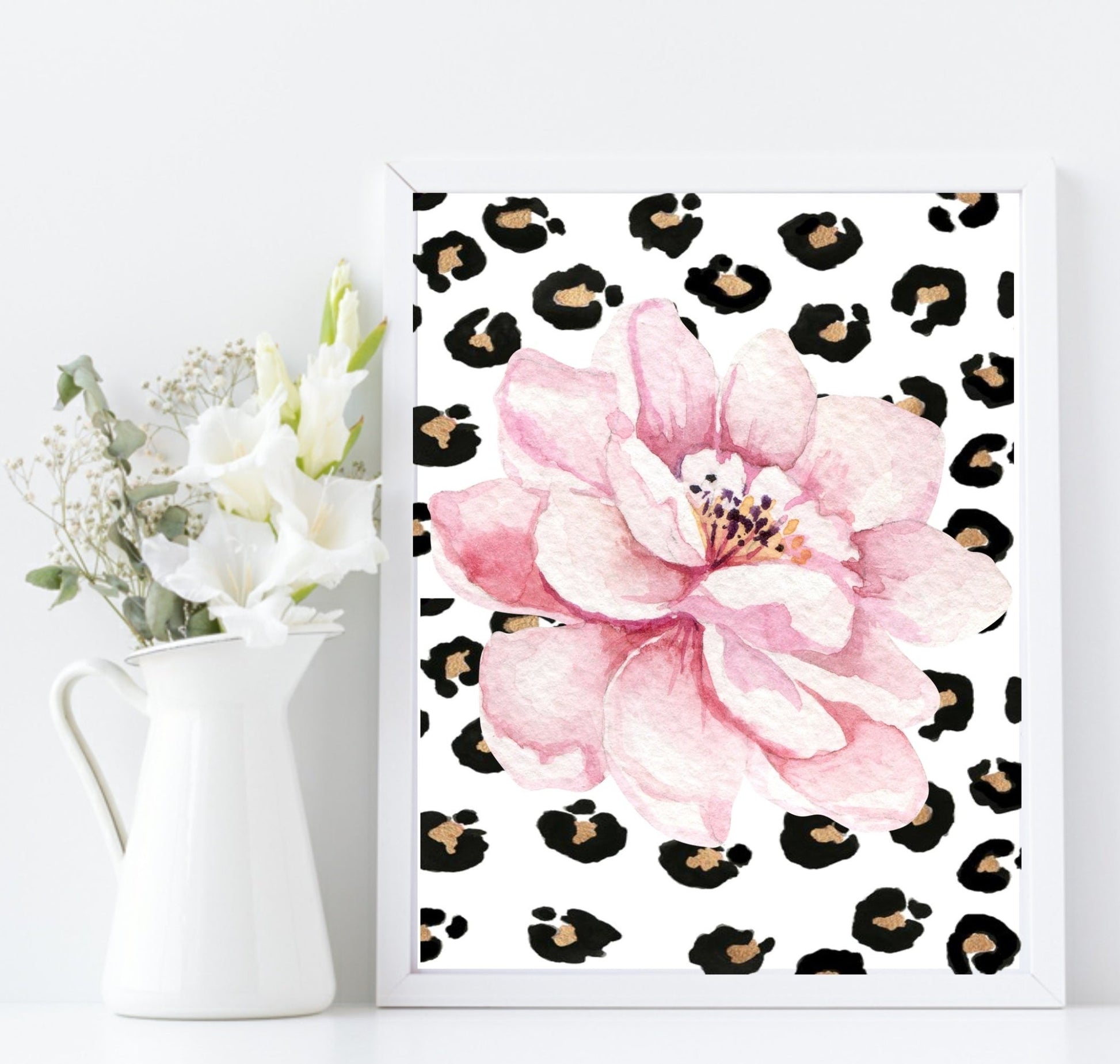 Personalised Set Of 3 Floral Leopard Prints | Unique Wall Art