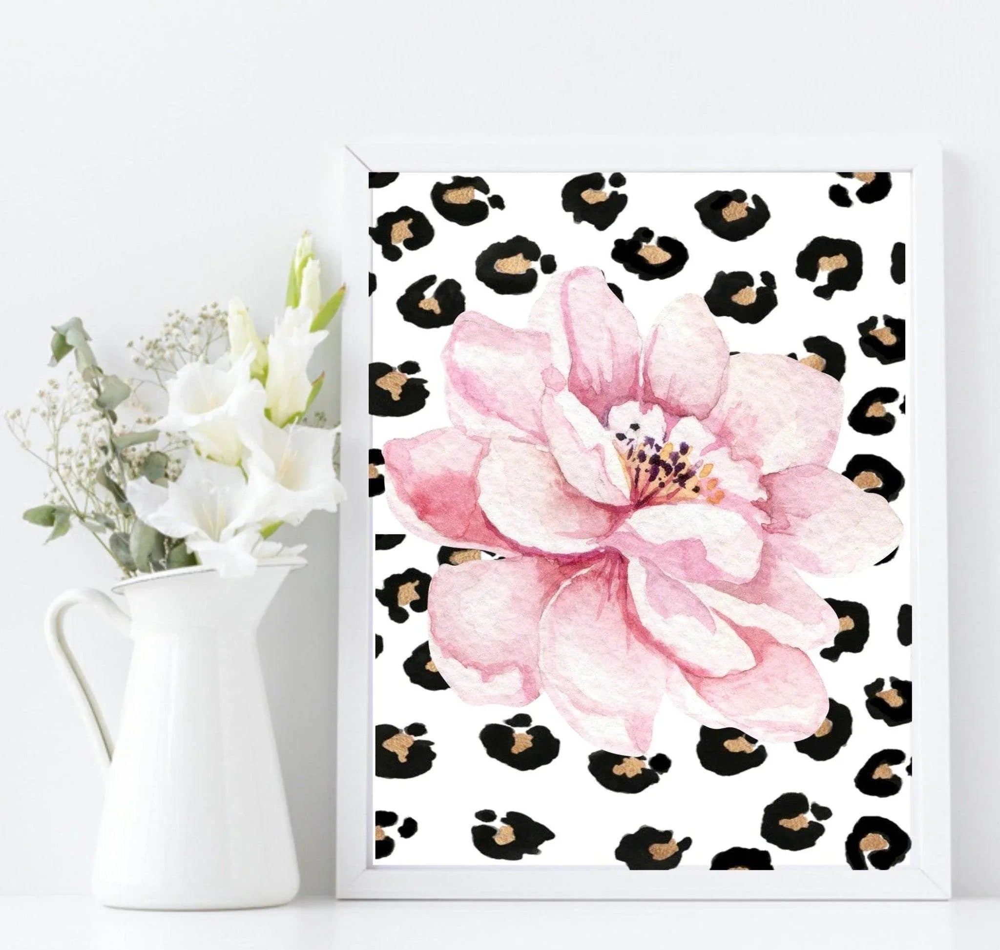 Personalised Set Of 3 Floral Leopard Prints | Unique Wall Art - Larosier Prints