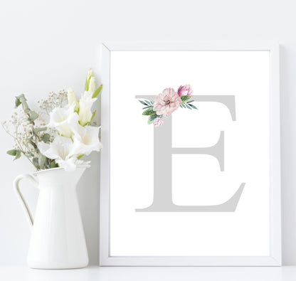 Personalised Set Of 3 Name & Initial Print | Roses Wall Art | Nursery Print