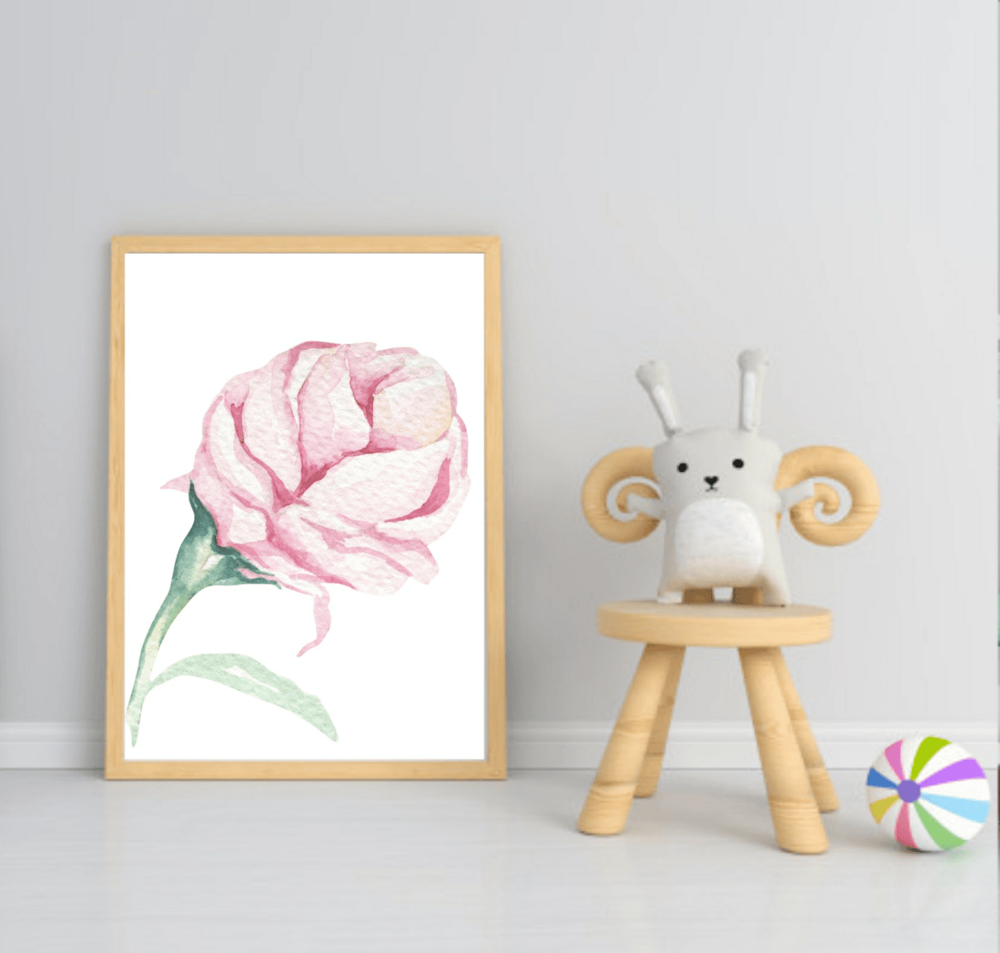 Personalised Set Of 3 Name & Initial Print | Roses Wall Art | Nursery Print