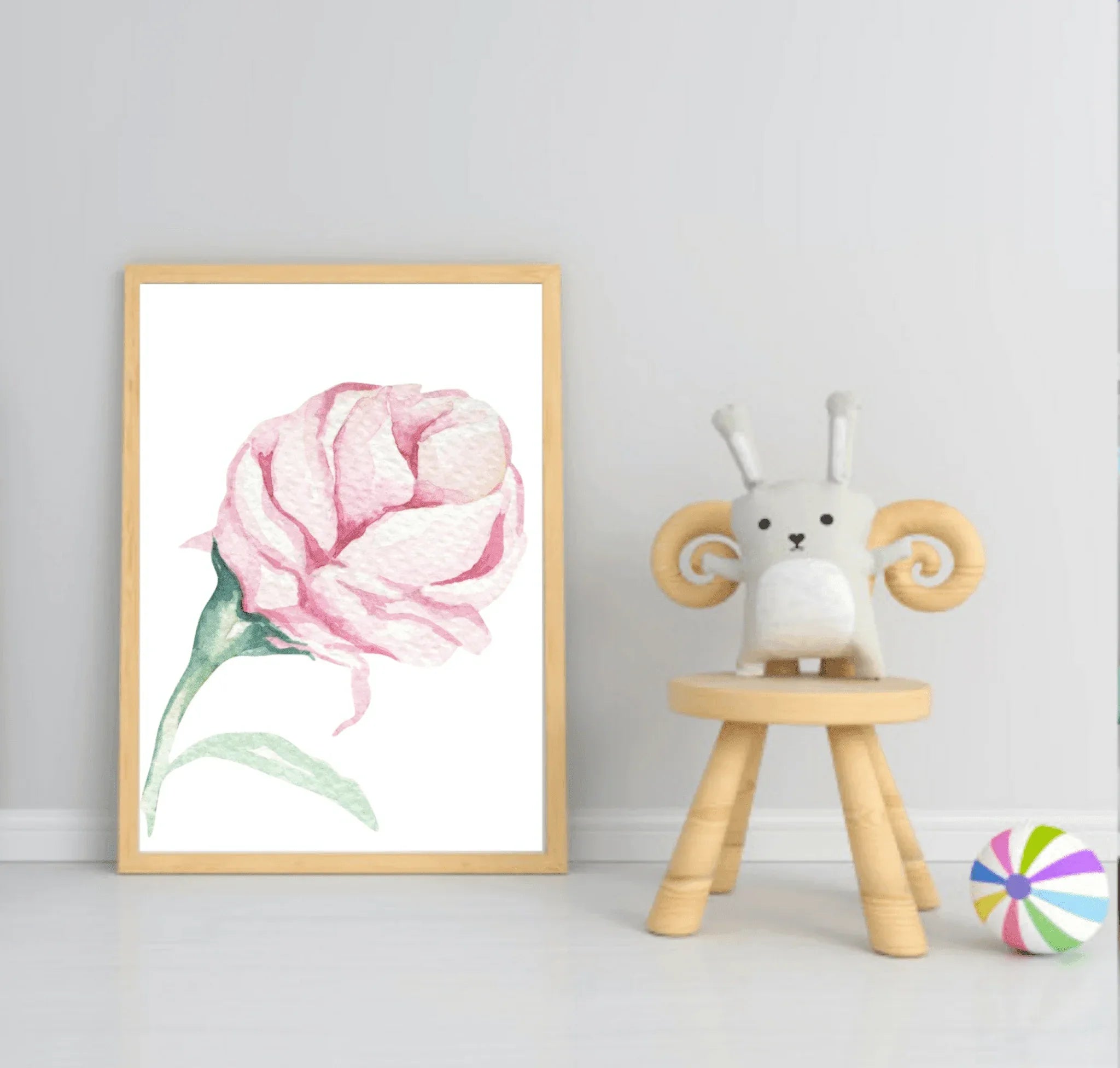 Personalised Set Of 3 Name & Initial Print | Roses Wall Art | Nursery Print - Larosier Prints