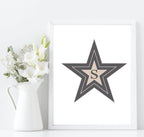 Personalised Star Initial Print | Kids Wall Art - Larosier Prints