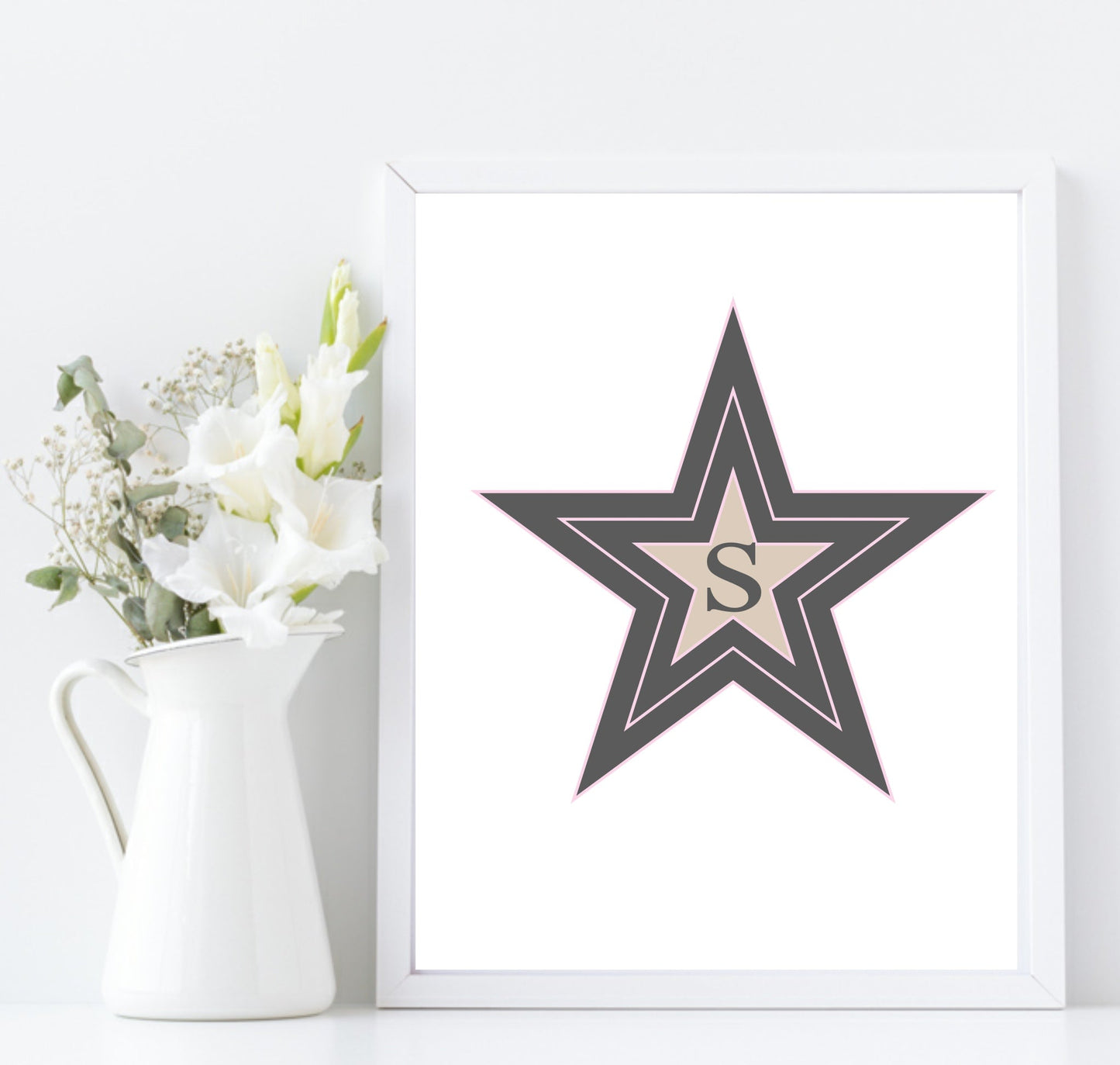 Personalised Star Initial Print | Kids Wall Art