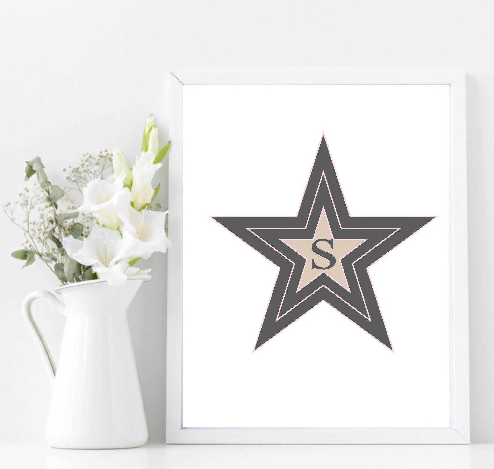 Personalised Star Initial Print | Kids Wall Art - Larosier Prints