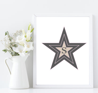 Personalised Star Initial Print | Kids Wall Art