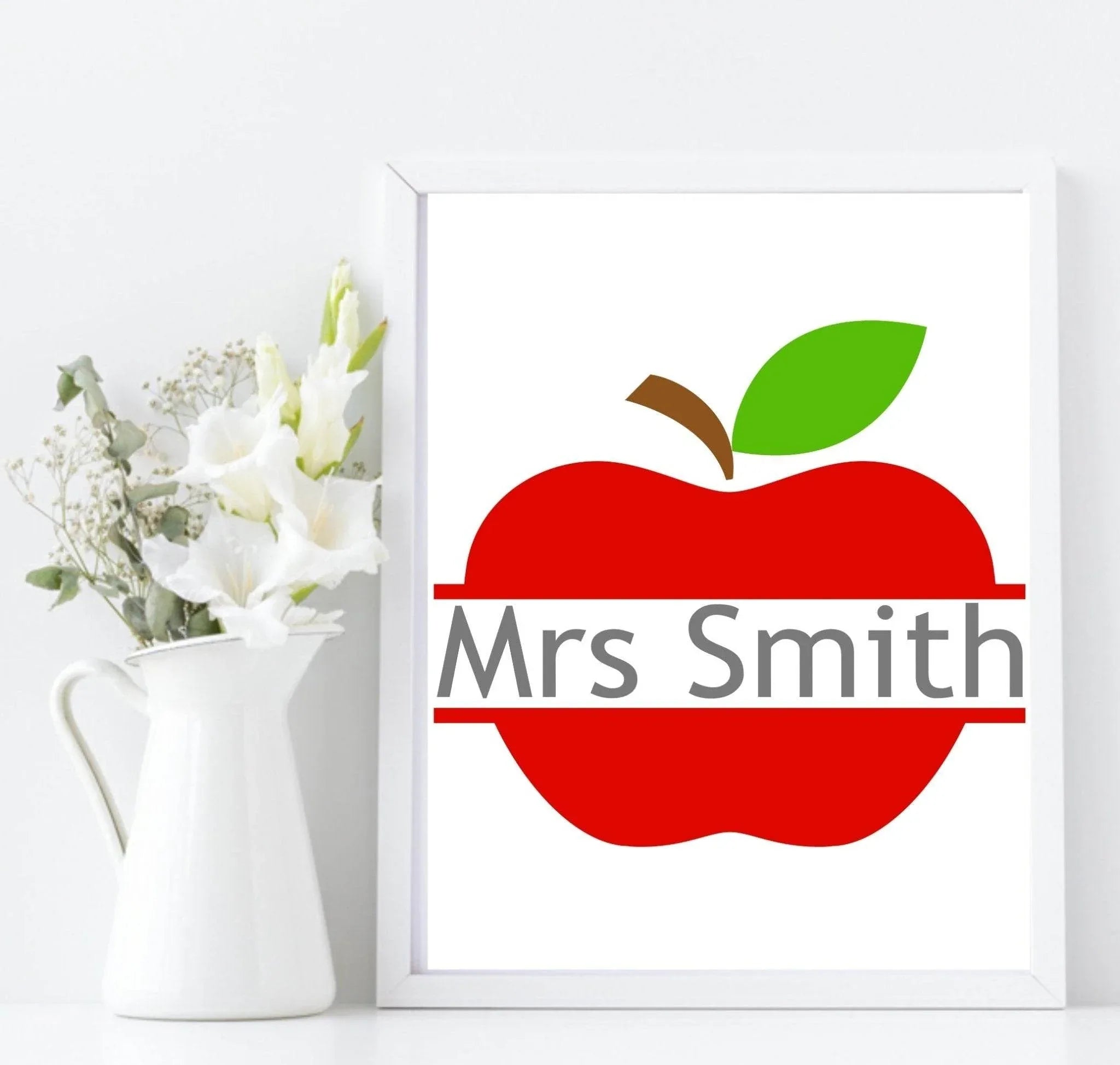 Personalised Teachers Apple Print | Wall Art Gift - Larosier Prints