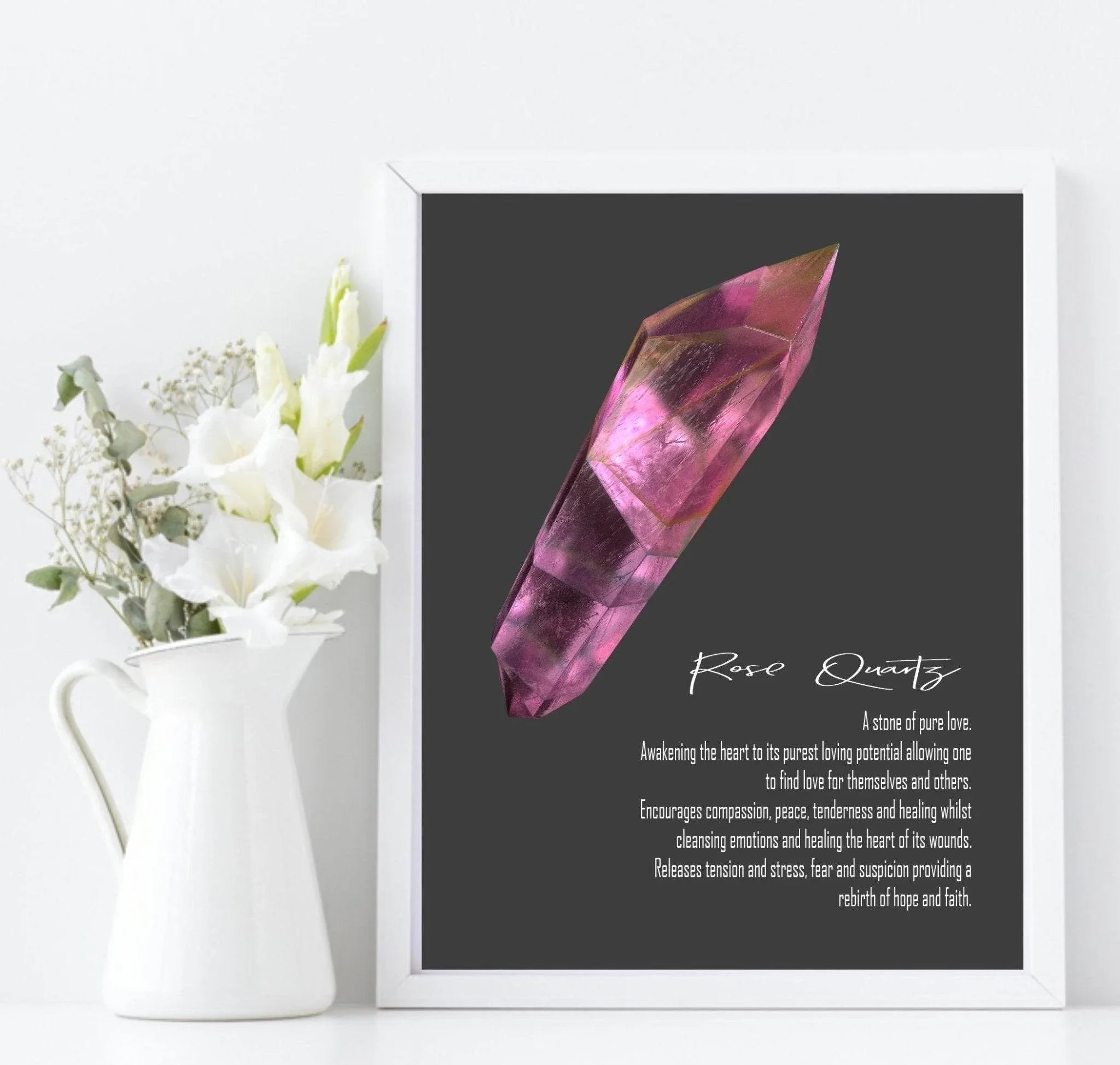 Rose Quartz Definition Print | Crystals Wall Art - Larosier Prints