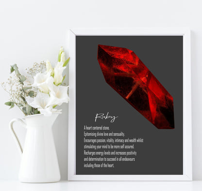 Ruby Definition Print | Crystals Wall Art Black Background