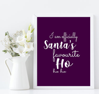 Santa's Favourite Ho Ho Ho Print | Funny Christmas Wall Art