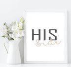Set Of 2 Her Side & His Side Prints | Over The Bed Wall Art | Customisable - Larosier Prints