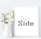Set Of 2 Her Side & His Side Prints | Over The Bed Wall Art | Customisable - Larosier Prints