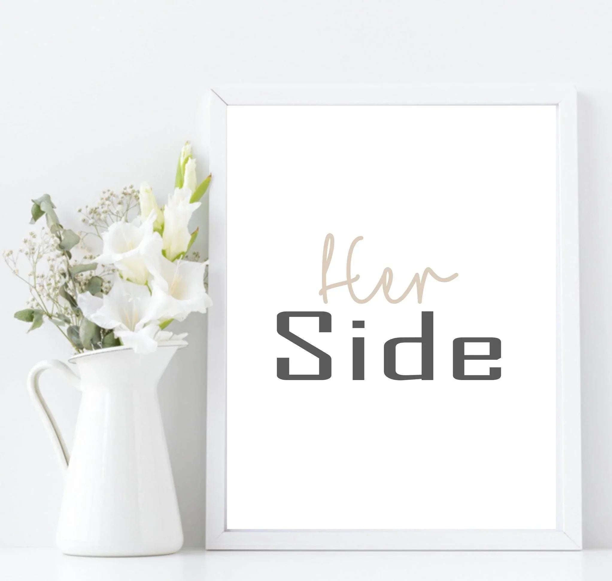 Set Of 2 Her Side & His Side Prints | Over The Bed Wall Art | Customisable - Larosier Prints