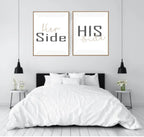 Set Of 2 Her Side & His Side Prints | Over The Bed Wall Art | Customisable - Larosier Prints