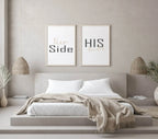 Set Of 2 Her Side & His Side Prints | Over The Bed Wall Art | Customisable - Larosier Prints