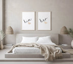 Set Of 2 Him & Her Prints | Over The Bed Wall Art | Customisable - Larosier Prints