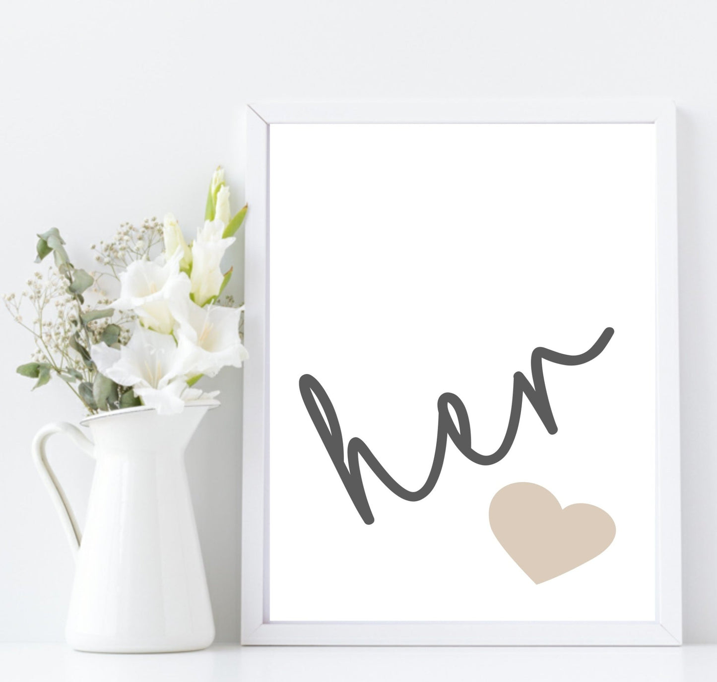 Set Of 2 Him & Her Prints | Over The Bed Wall Art | Customisable