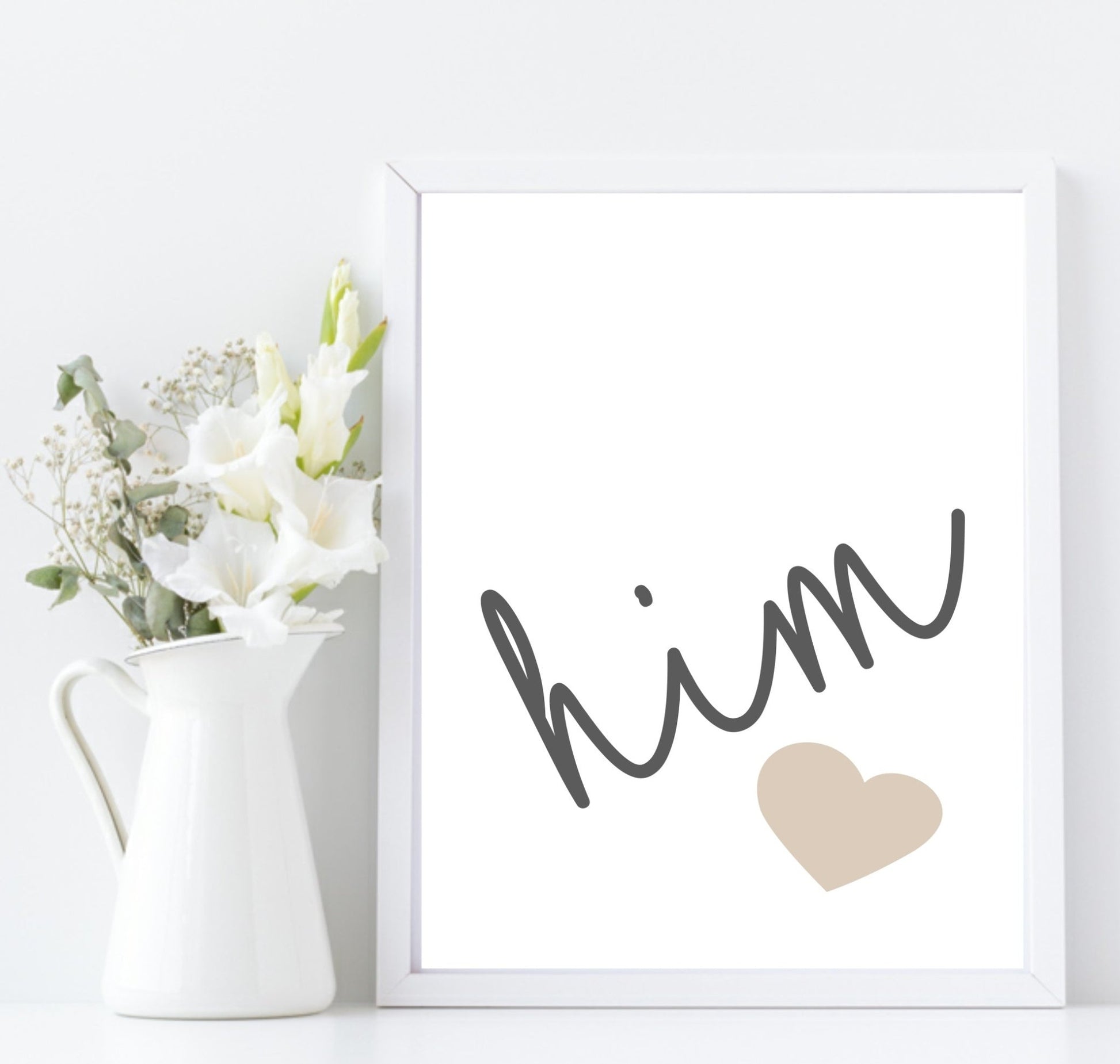 Set Of 2 Him & Her Prints | Over The Bed Wall Art | Customisable