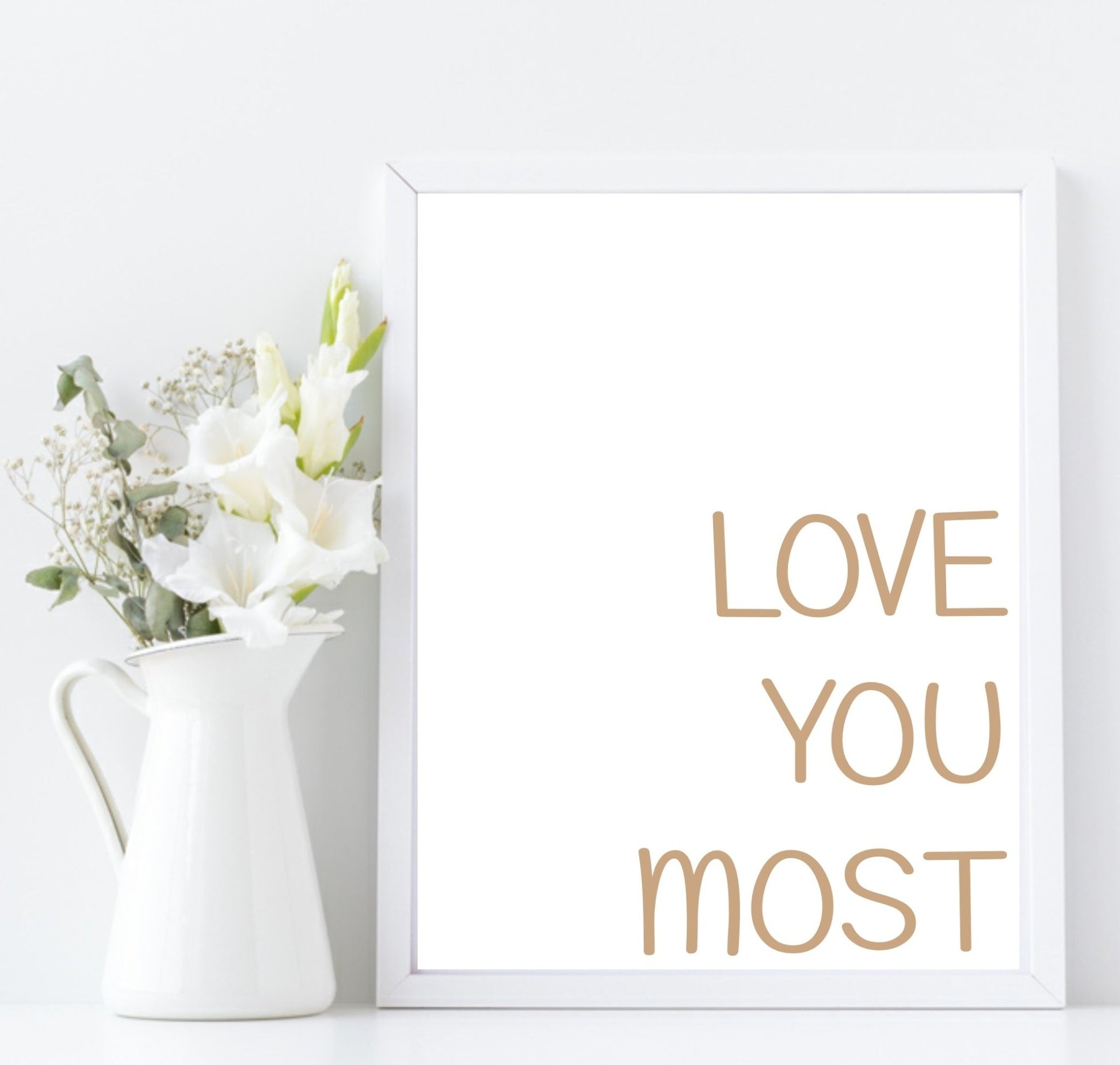 Set of 2 Love You More, Love You Most Prints | Couple Over The Bed Wall Art