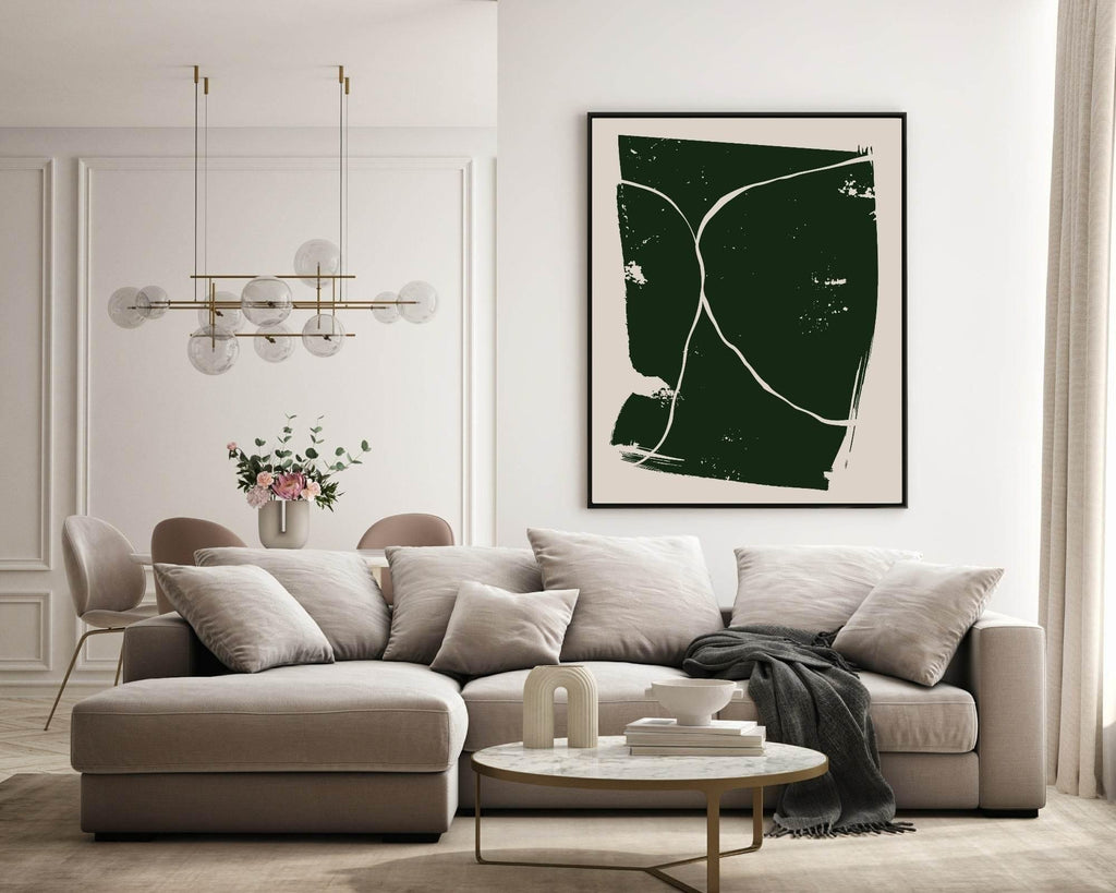 Set of 3 Beige & Green Abstract | Modern Art - Larosier Prints