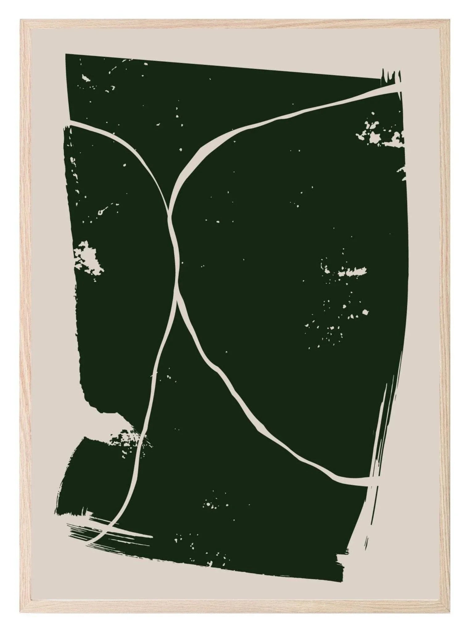 Set of 3 Beige & Green Abstract | Modern Art - Larosier Prints