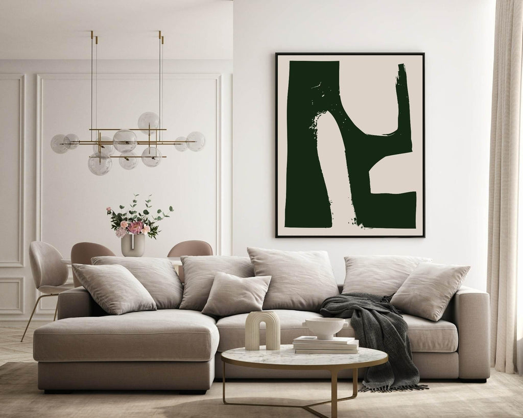 Set of 3 Beige & Green Abstract | Modern Art - Larosier Prints