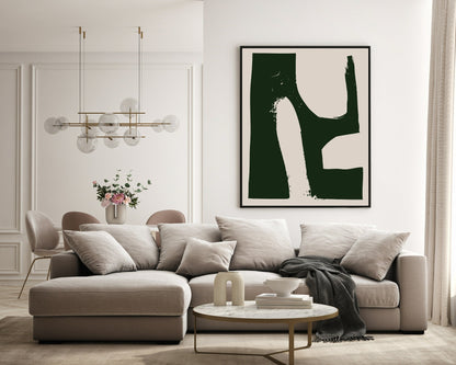 Set of 3 Beige & Green Abstract | Modern Art