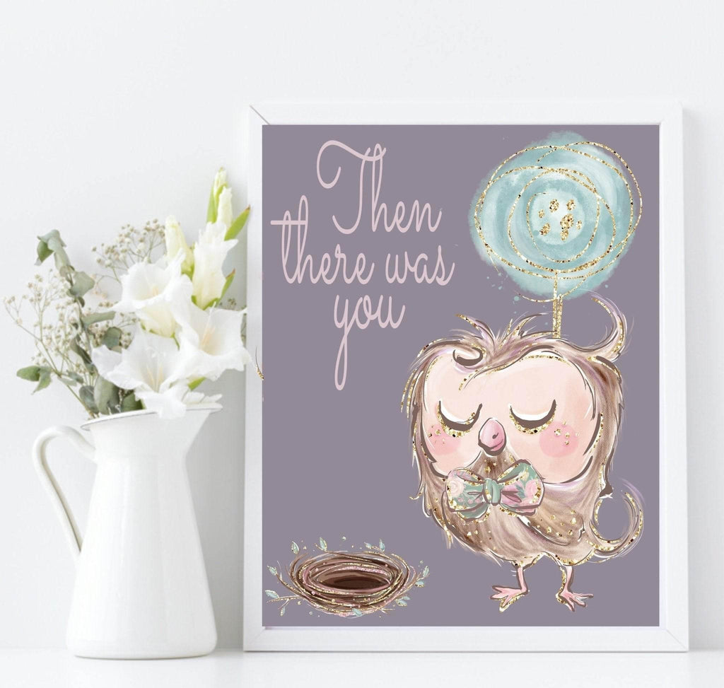 Set Of 3 First There Was Me, Then You, Then Us Prints | Owl | Animal Prints | Nursery Wall Art - Larosier Prints