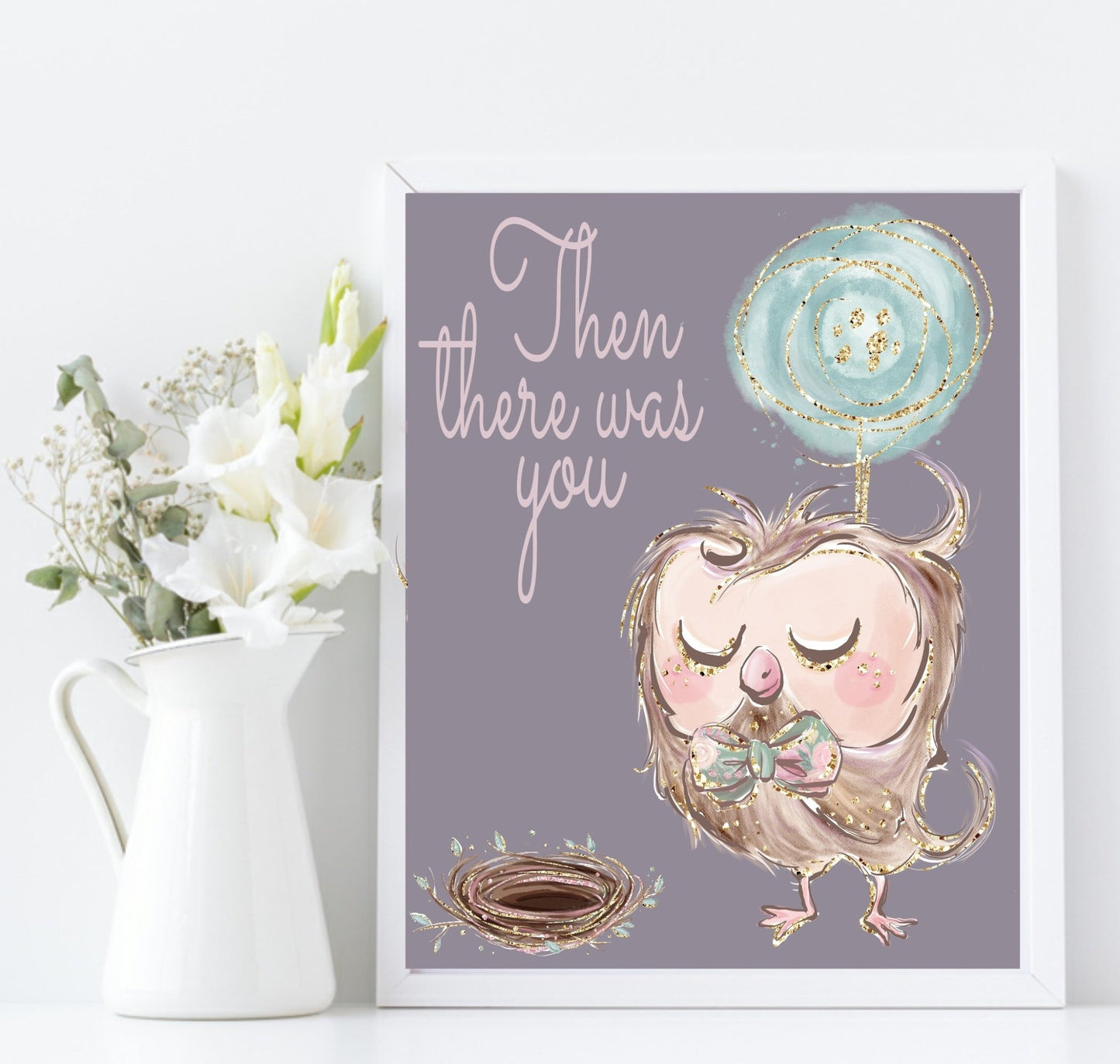 Set Of 3 First There Was Me, Then You, Then Us Prints | Owl | Animal Prints | Nursery Wall Art