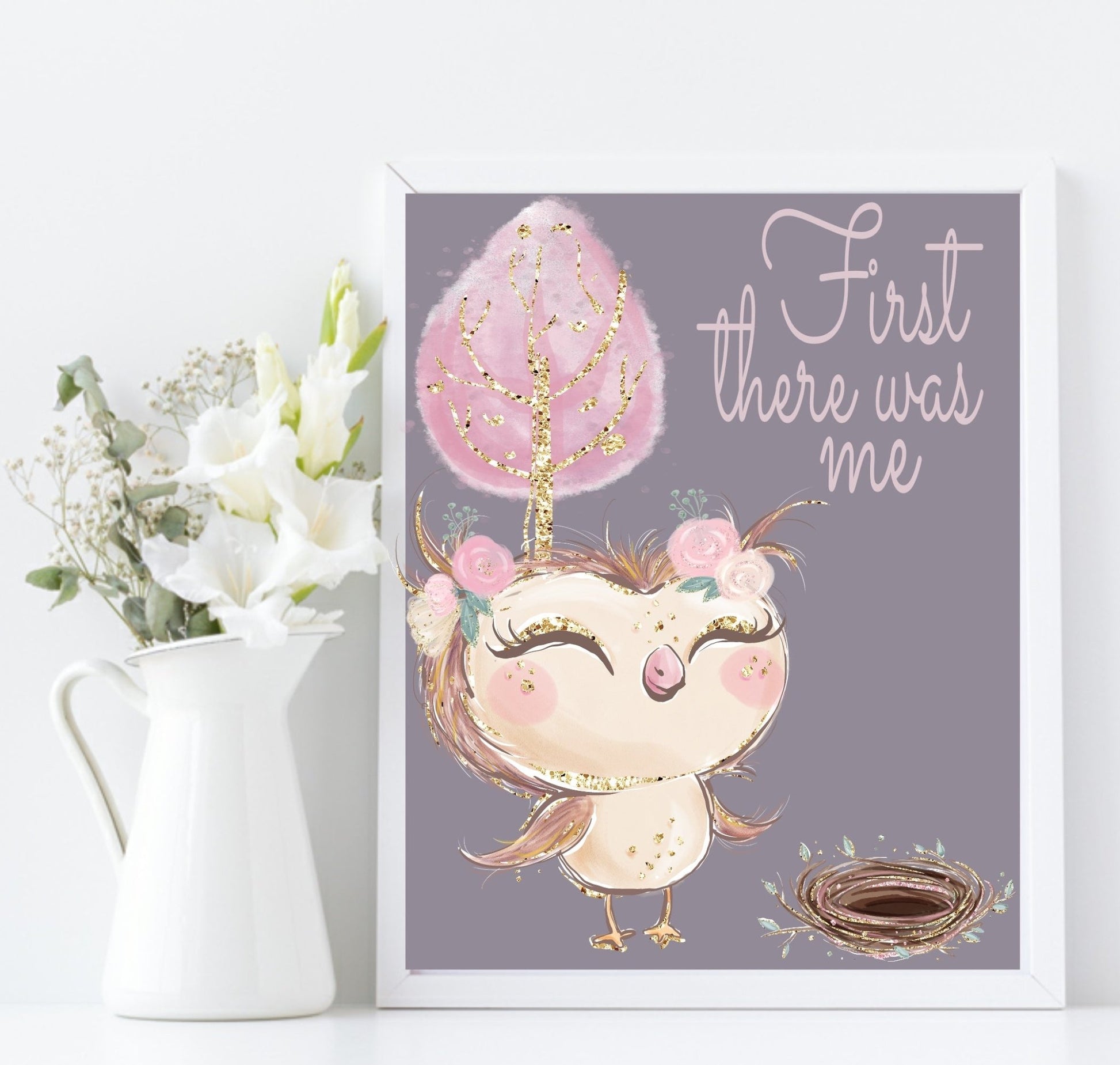 Set Of 3 First There Was Me, Then You, Then Us Prints | Owl | Animal Prints | Nursery Wall Art