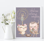 Set Of 3 First There Was Me, Then You, Then Us Prints | Owl | Animal Prints | Nursery Wall Art - Larosier Prints