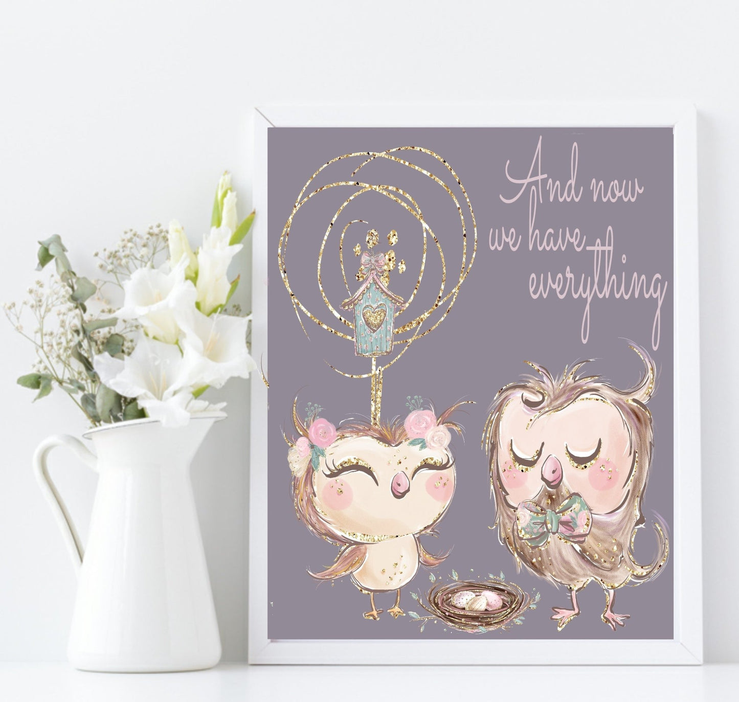 Set Of 3 First There Was Me, Then You, Then Us Prints | Owl | Animal Prints | Nursery Wall Art